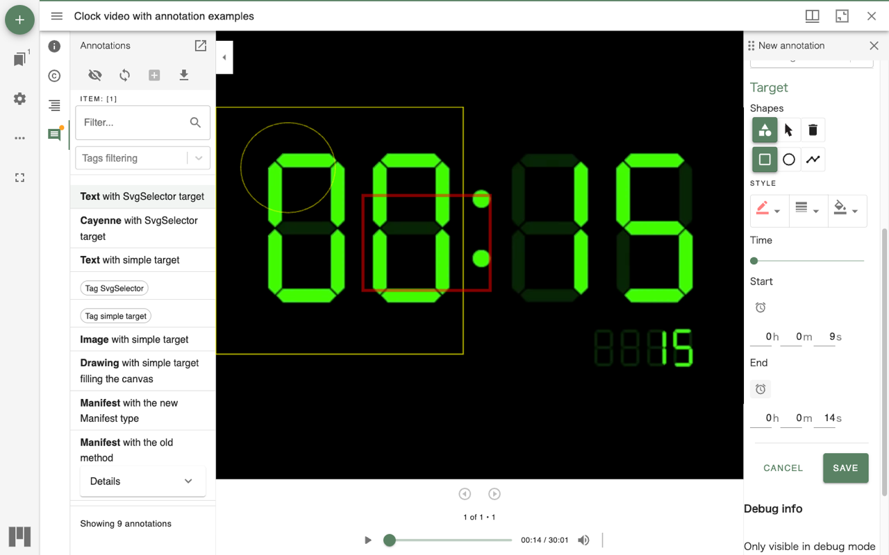 The Time section. Start and End have a start time and end time set