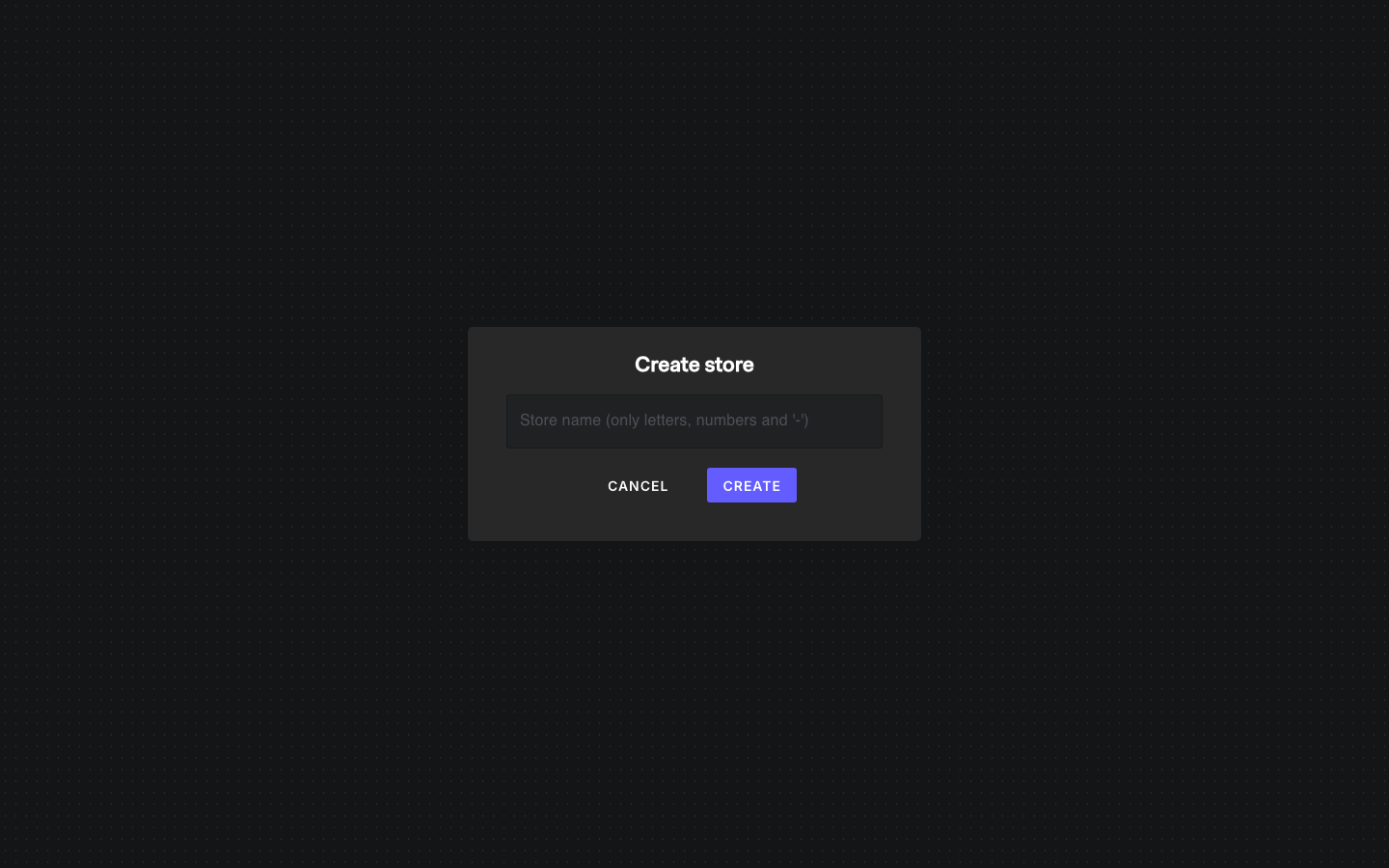 OpenFGA Playground を開いたところ。既存のストアが一覧されず、新規作成のダイアログだけが出る