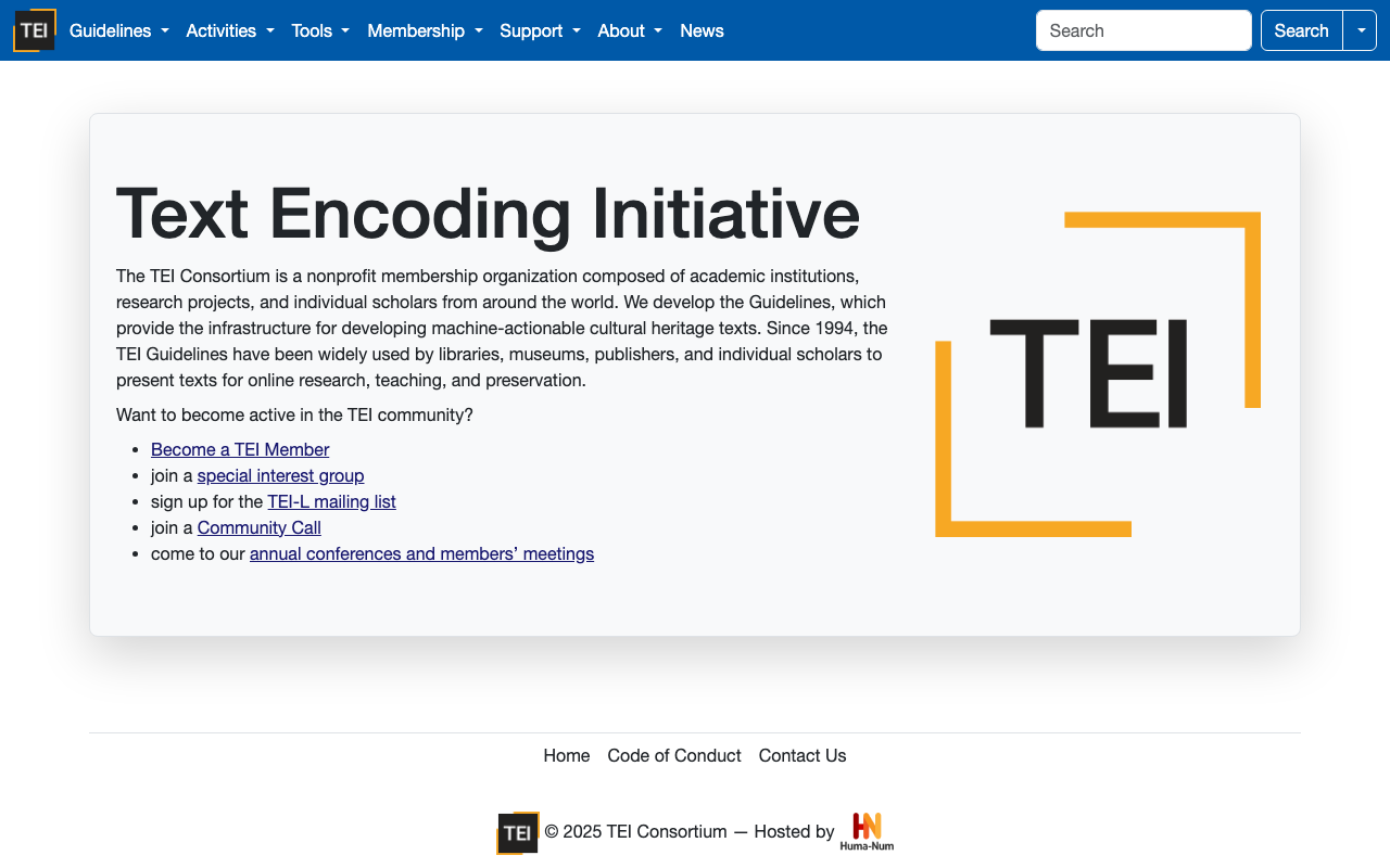 TEI Consortium公式サイト